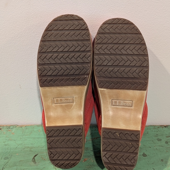 L.L. Bean Mules Womens Size 8M Red/Pink Anchor Nautical Suede Slip On Clog Shoes - Picture 7 of 11